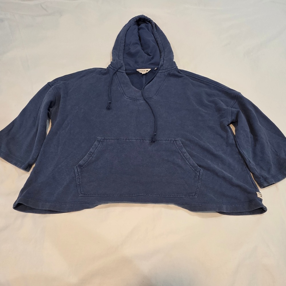 Toad&Co Hoodie Womens Large Blue Relaxed Fit 3/4 Sleeve Pullover Excellent